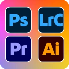 Combo 4 Apps Adobe 2026: Photoshop - Premiere Pro - llustrator - Lightroom Classic