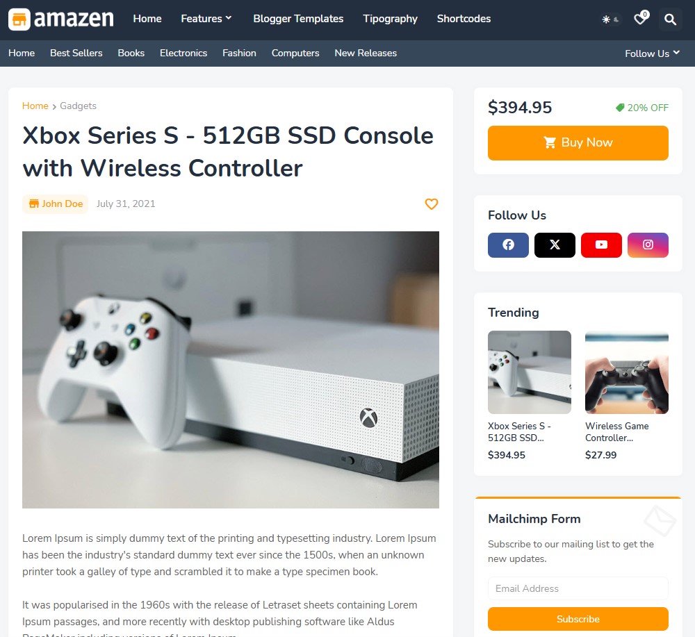 Amazen Blogger Template 2