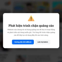 Chức năng thông báo phát hiện chặn quảng cáo kết hợp nút điều hướng cho mọi website