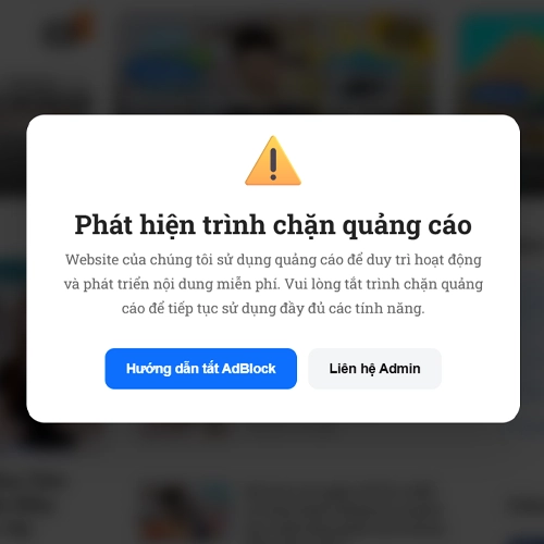 POP UP THÔNG BÁO PHÁT HIỆN CHẶN QUẢNG CÁO