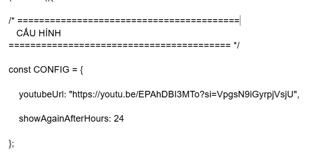 POPUP VIDEO YOUTUBE