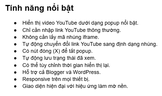 POPUP VIDEO YOUTUBE