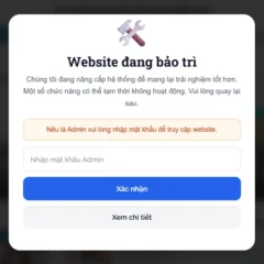 Chức năng Popup thông báo bảo trì có mật khẩu truy cập cho website
