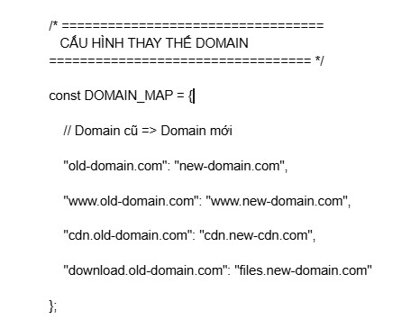 code thay thế domain