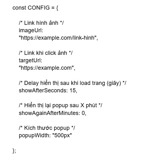 popup thông báo delay hiển thị